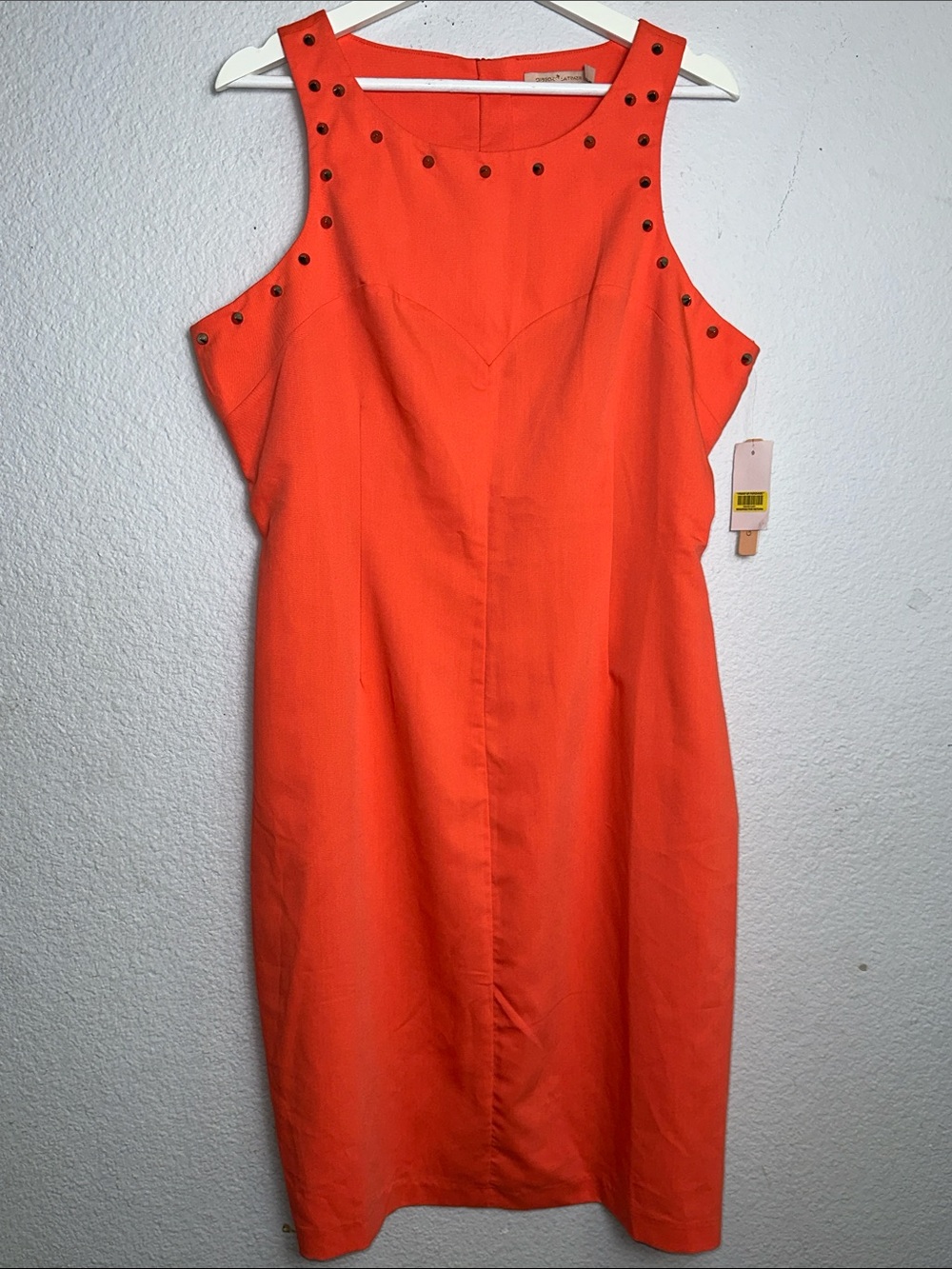 NEW Gibson Latimer Dress Sleeveless Coral Orange Gold Studded Size XL